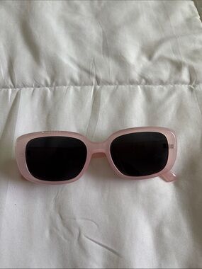 Pink Rectangular Sunglasses with Black Lenses